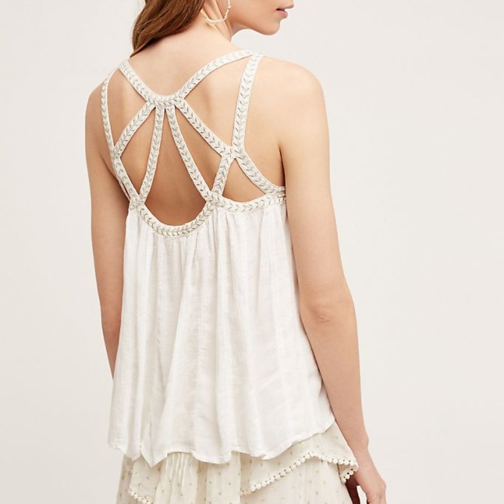 Anthropologie Vanessa Virginia Cutwork Gauze Tank